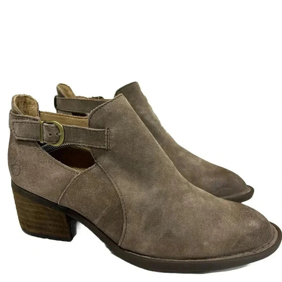 Born Mendocino Size 7.5 Distressed Suede Western Bootie Point Toe Cut Out Cowboy - Picture 1 of 8